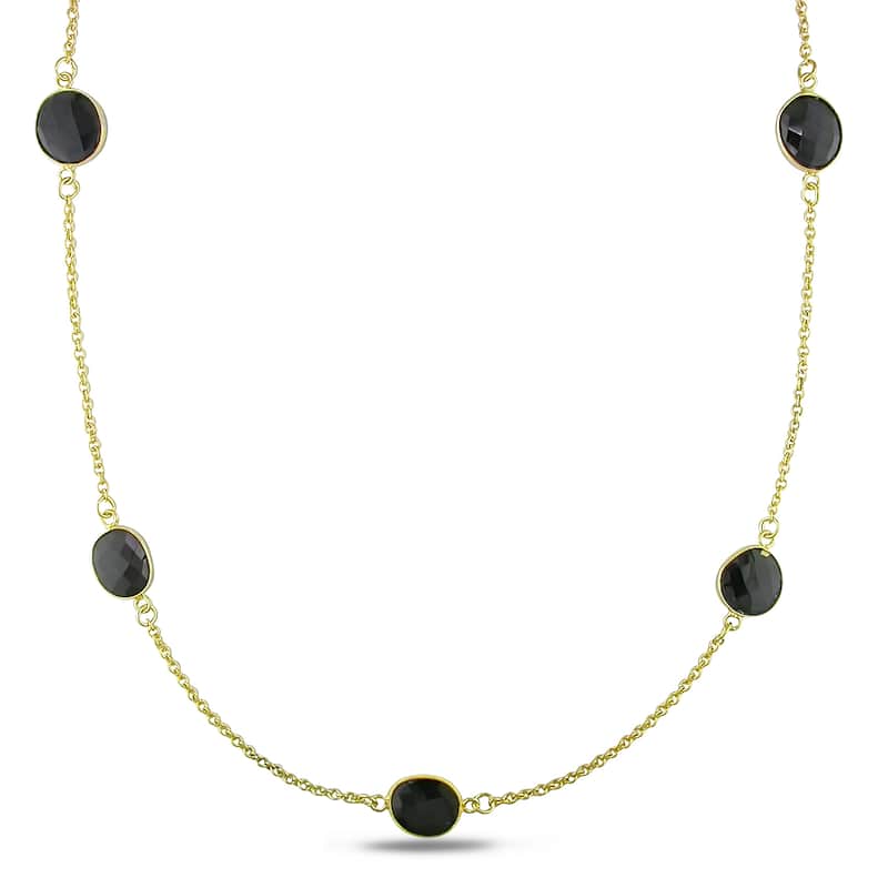 Miadora 22K Yellow Goldplated Silver Black Onyx Yard Necklace