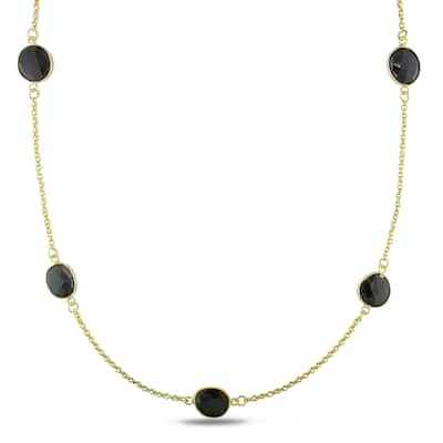 Miadora 22K Yellow Goldplated Silver Black Onyx Yard Necklace