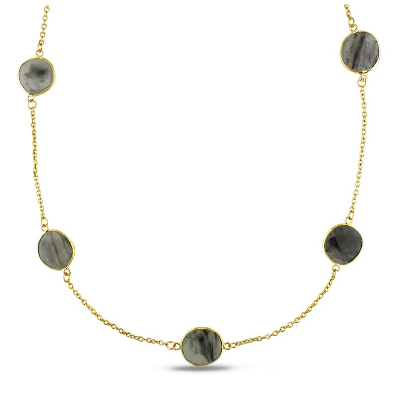 Miadora 22K Yellow Goldplated Silver Rutilated Quartz Yard Necklace