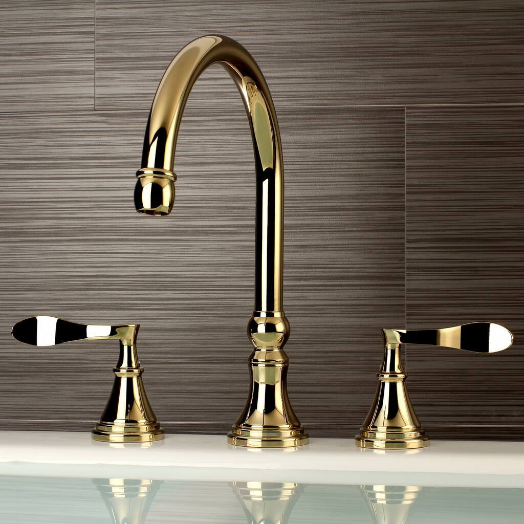 Kingston Brass Modern Widespread Polished Brass Bathroom Roman Tub Faucet