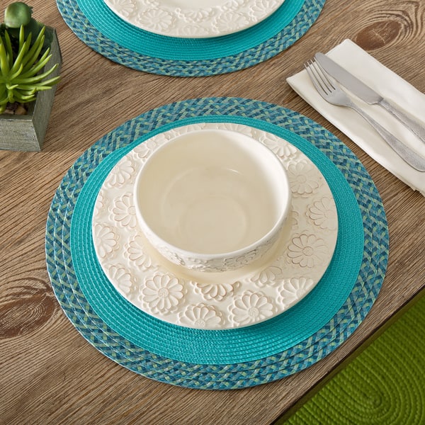 Monaco Border 15 Inch Round Placemats Set Of 4 Overstock 9778515