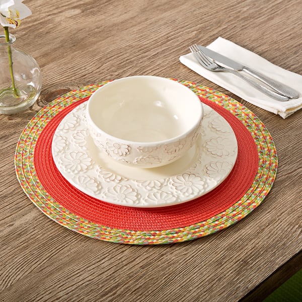 Monaco Border 15 Inch Round Placemats Set Of 4 Overstock 9778515