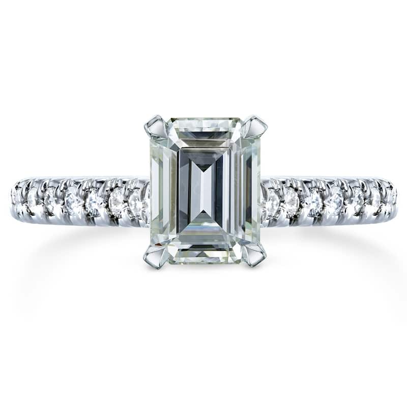 Annello by Kobelli 14k White Gold 1 7/8ct TGW Emerald-cut Moissanite Diamond Engagement Ring (GH/VS, GH/I)
