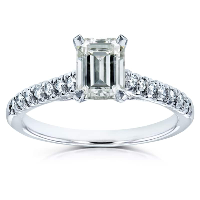 Annello by Kobelli 14k White Gold 1 7/8ct TGW Emerald-cut Moissanite Diamond Engagement Ring (GH/VS, GH/I)