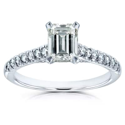 Annello by Kobelli 14k White Gold 1 7/8ct TGW Emerald-cut Moissanite Diamond Engagement Ring (GH/VS, GH/I)