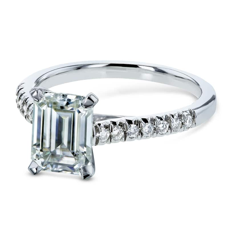 Annello by Kobelli 14k White Gold 1 7/8ct TGW Emerald-cut Moissanite Diamond Engagement Ring (GH/VS, GH/I)