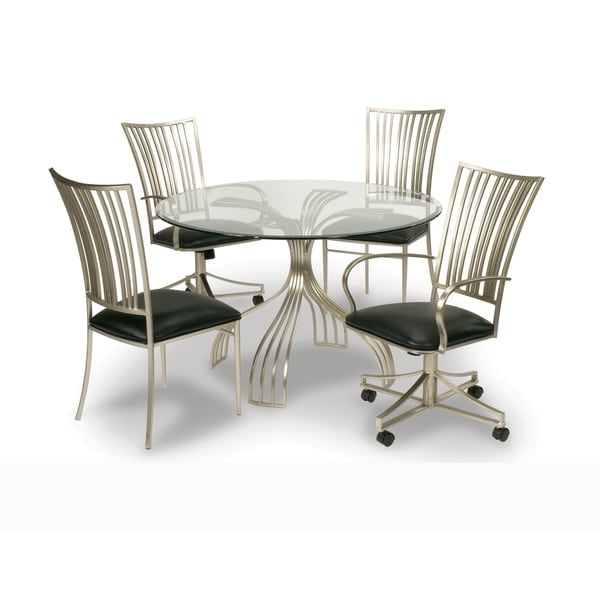 Somette Ashton Brushed Nickel Dining Set with Swivel Chairs (Set of 5
