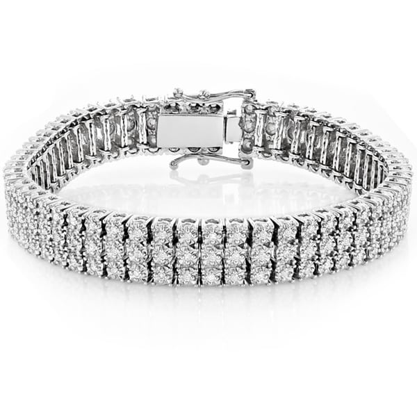 Luxurman 10k Gold 1 8ct 3 Row G Diamond Bracelet Free Shipping Luxurman 10k Gold 1 8ct 3 Row G Diamond Bracelet