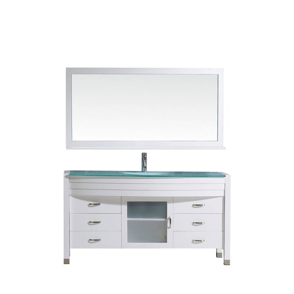 Virtu USA Ava 61-inch Single Bathroom Vanity Cabinet Set in White