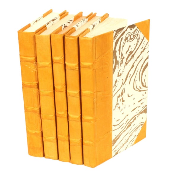 Shop Parchment Collection Mustard Decorative Books (Set of 5) Free Shipping Today Overstock