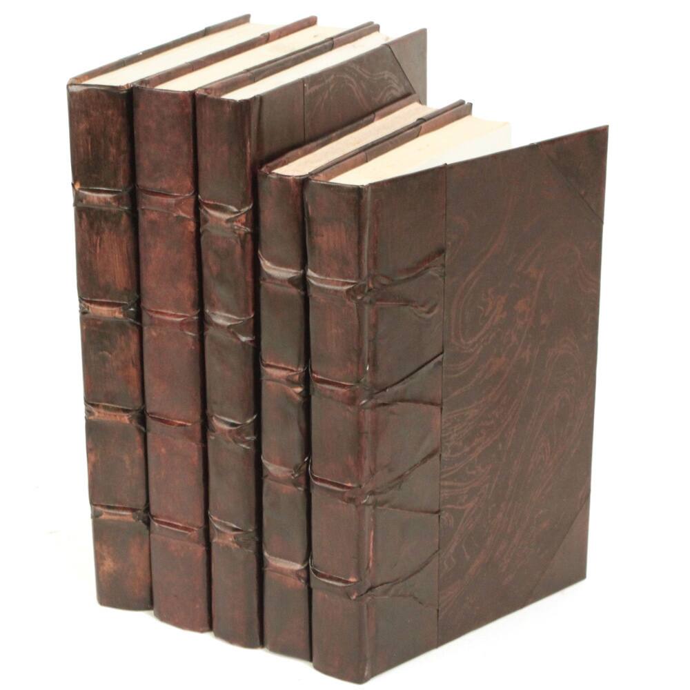 Antique Parchment Brown Decorative Books (Set of 5)