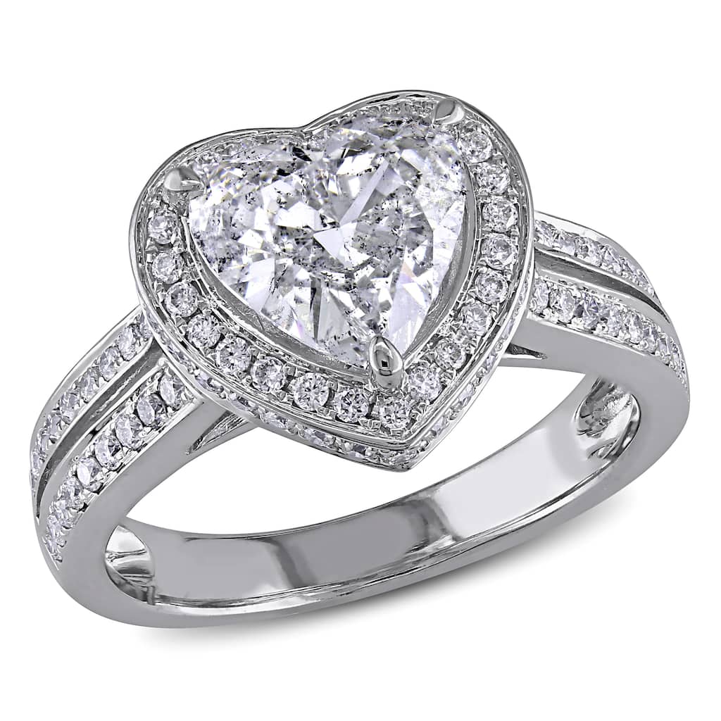 Miadora Signature Collection 14k White Gold 2ct TDW Diamond Heart Ring