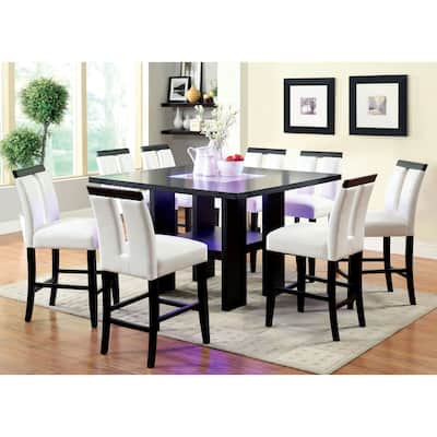 Blanton Modern Black Wood 9-Piece Counter Height Dining Set by Furniture of America
