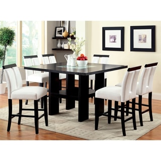 Furniture of America Lumina Contemporary Black Wood Light Up 7-Piece Counter Height Dining Set