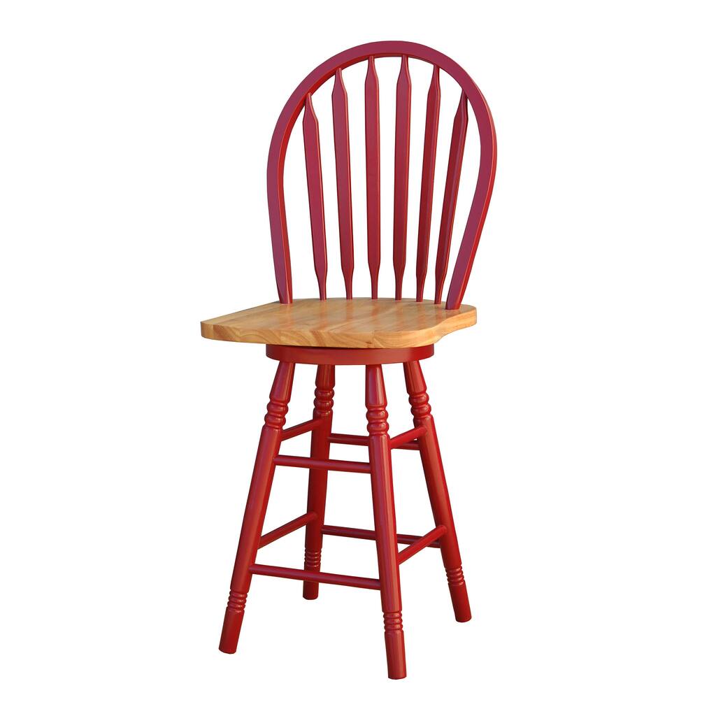 Simple Living Wood Red Arrowback Swivel Counter Stool