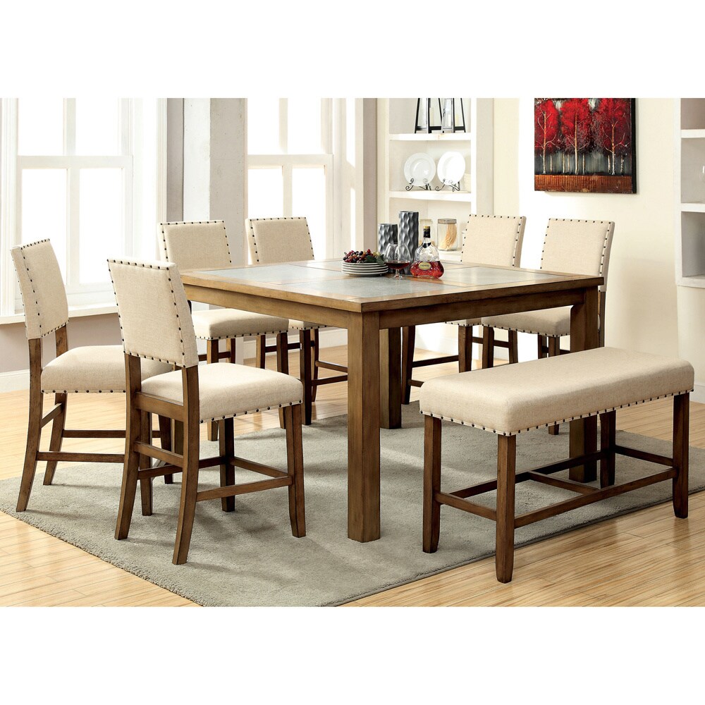 Furniture Of America Veronte Stone Top Counter Height Dining Table Brown Furniture Of America Veronte Stone Top Counter Height Dining Table Brown