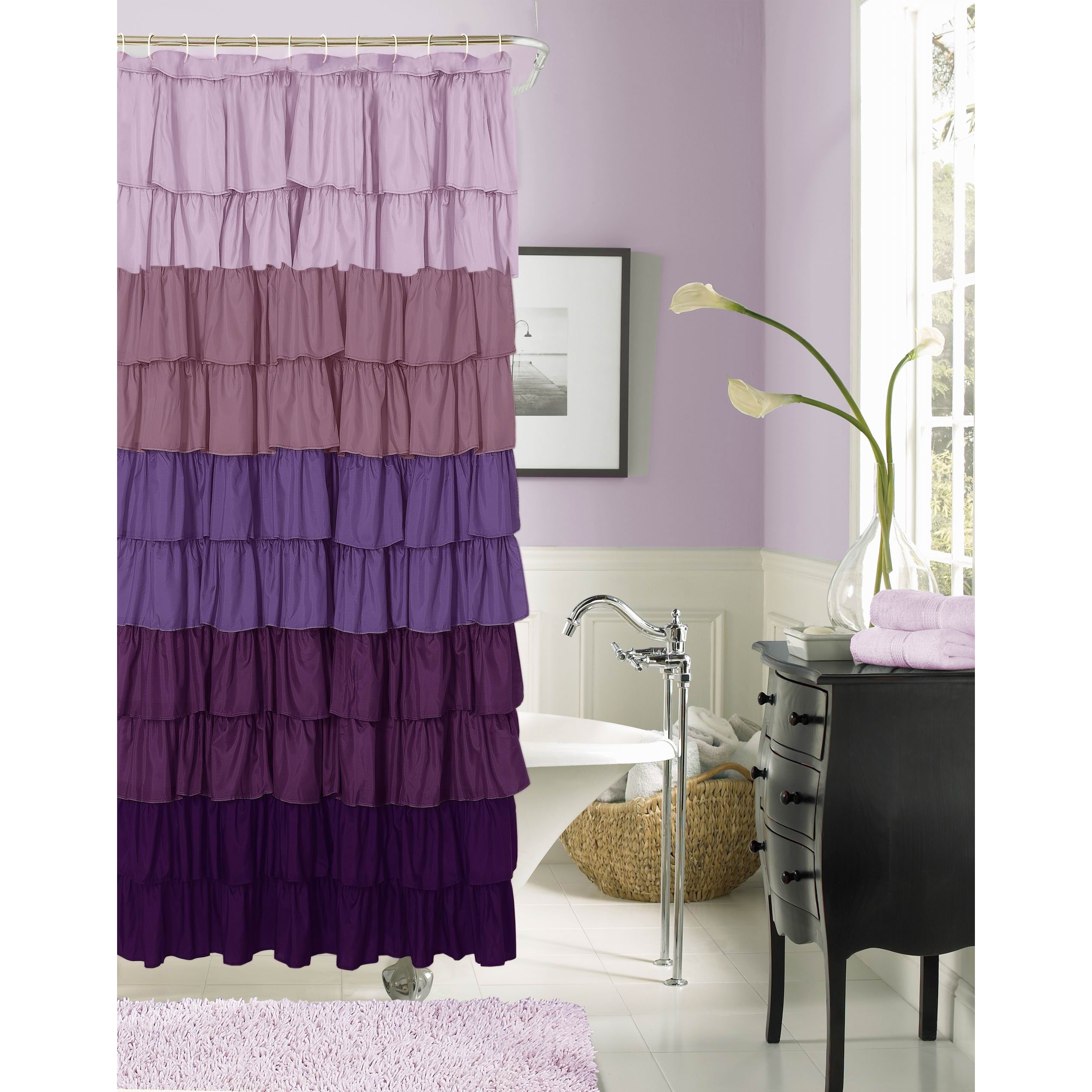 Flamenco Ruffle Shower Curtain Color Yellow Home Garden Prlegem Com