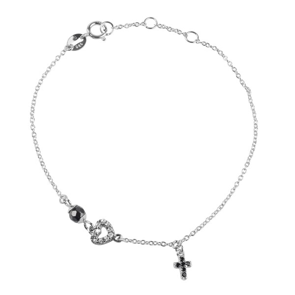 Shop Journee Collection Sterling Silver Cubic Zirconia Cross Bracelet ...