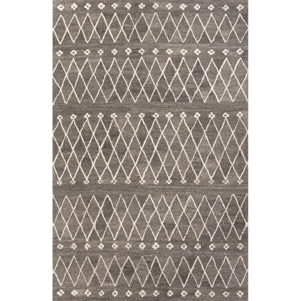 Shop Hand Tufted Geometric Pattern Grey/ White Wool Area Rug (9' x 12