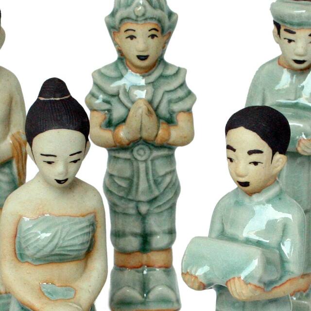 Christian Ceramic 9 Piece Religious Nativity Scene