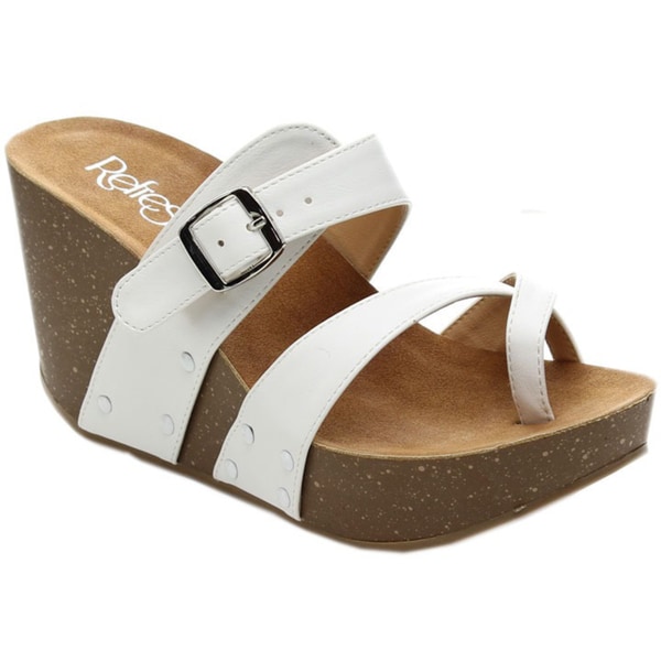 Shop Refresh MARA01 Women's Slideon Criss Cross Platform Wedge