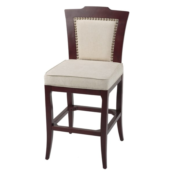 Leggett & Platt Springfield Wood Barstool with Oatmeal Upholstered Seat