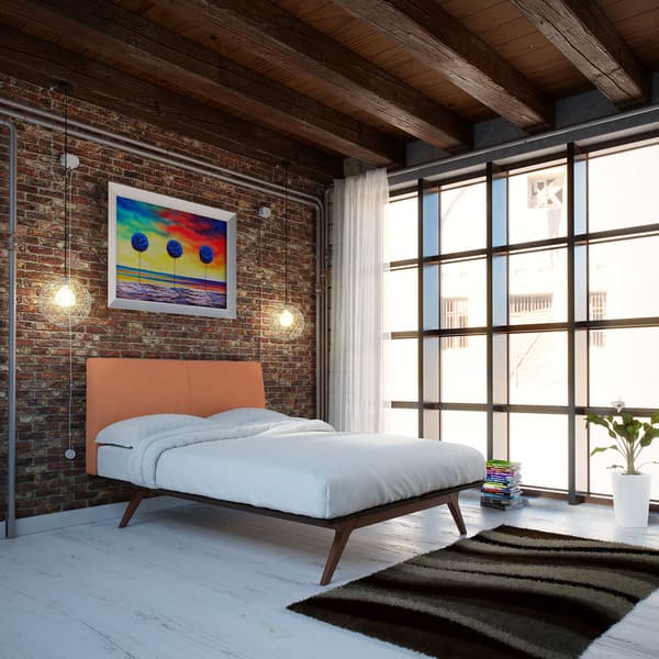 slide 2 of 6, Tracy Wood Bed Frame in Cappuccino Orange Size - Queen