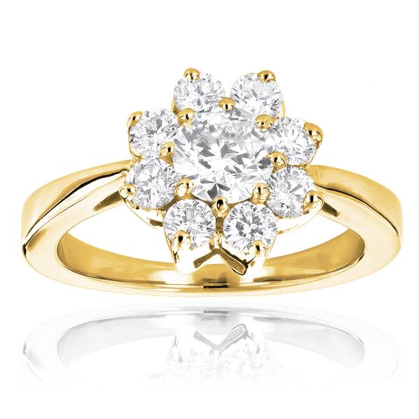 1/4 Ct Diamond Cluster bridal Flower Ring in 9K Solid Gold 1/4 Ct Diamond Cluster bridal Flower Ring in 9K Solid Gold