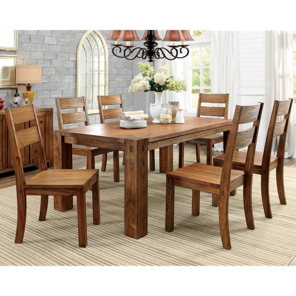 Maiz Rustic Dark Oak Solid Wood 7-Piece Dining Set by Furniture of ...