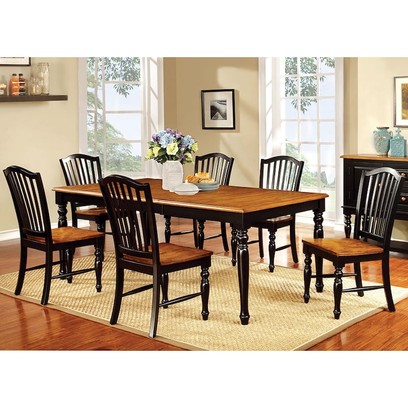 Levole Country Black and Antique Oak Wood Two-tone 7-Piece Dining Set by Furniture of America