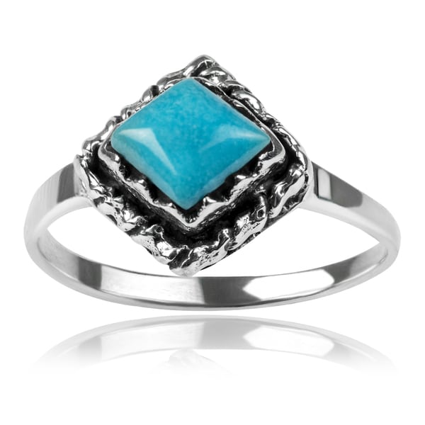 Journee Collection Sterling Silver Square Turquoise Ring  