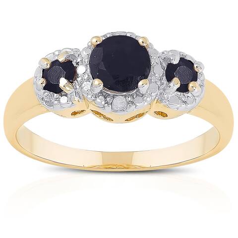 Dolce Giavonna Gold over Sterling Silver Gemstone Diamond Accent 3-stone Ring