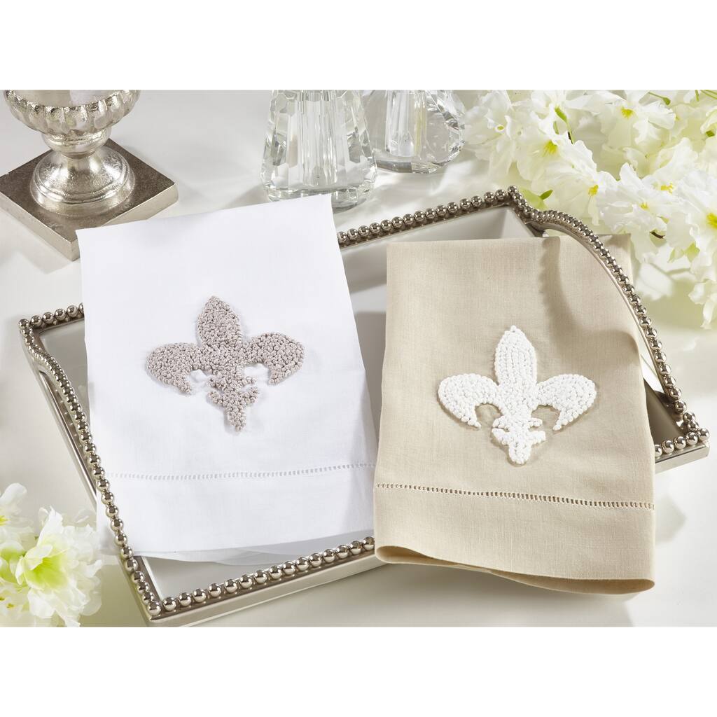 Fleur-de-Lis Design Guest Towels (Set of 4)