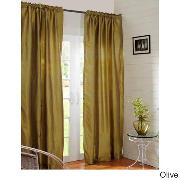 Dupioni Silk Rod Pocket 96-inch Curtain Panel - 42 x 96 - Olive