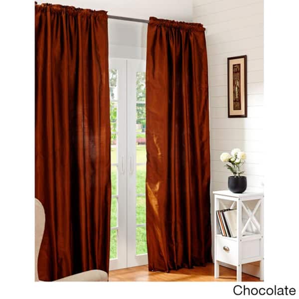 Dupioni Silk Rod Pocket 96-inch Curtain Panel - 42 x 96 - Chocolate