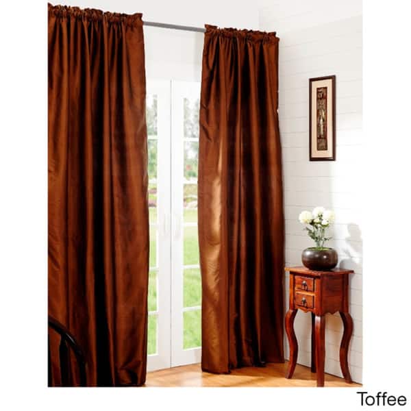 Dupioni Silk Rod Pocket 96-inch Curtain Panel - 42 x 96 - Toffee