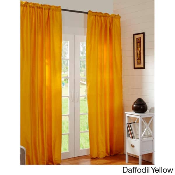 Dupioni Silk Rod Pocket 96-inch Curtain Panel - 42 x 96 - Daffodil Yellow