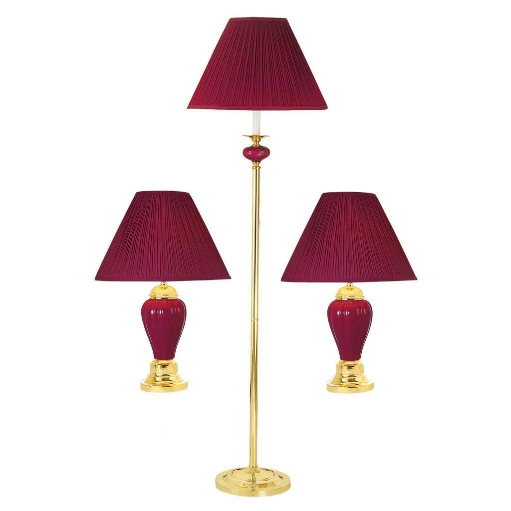 Burgundy Ceramic Lamp (Set of 3)