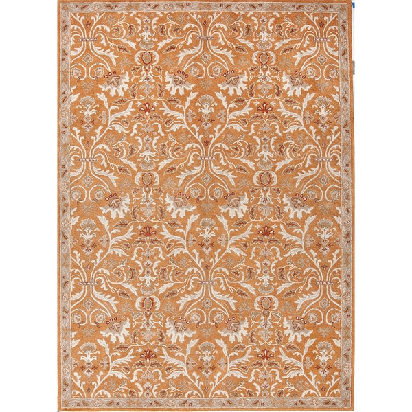 Hand tufted Oriental Pattern Orange/ Ivory Area Rug (8 x 10