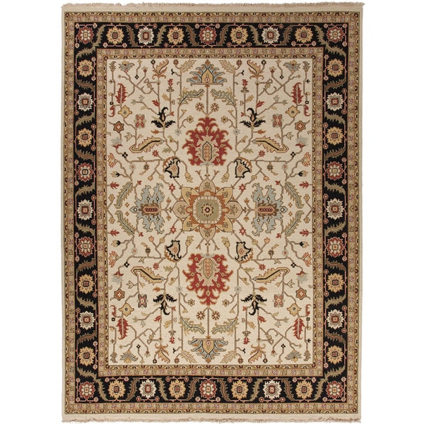 Hand-Knotted Oriental Pattern Ivory/Black (9x12) - JM23 Area Rug ...