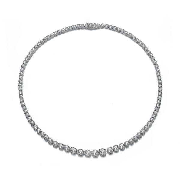 .925 Sterling Silver 5mm CZ Round Cut Rhodium Plated Tennis Necklace Chain .925 Sterling Silver 5mm CZ Round Cut Rhodium Plated Tennis Necklace Chain