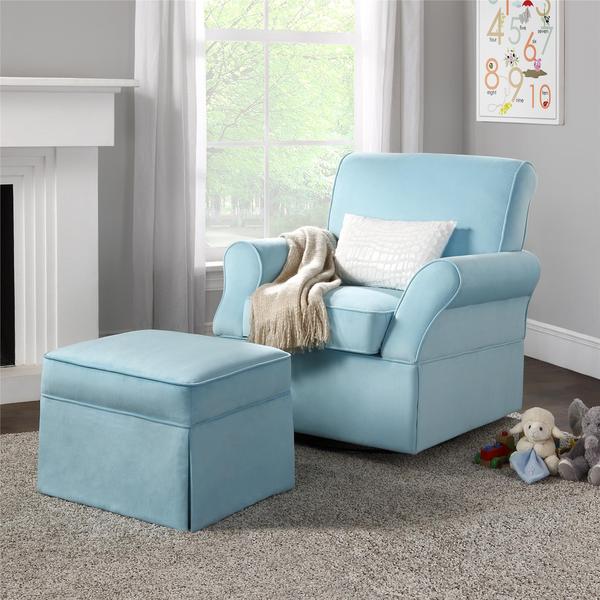 Chloe Sand Fabric Nursery Swivel Glider Recliner Chair