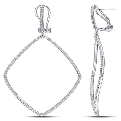 Miadora 14k White Gold 3/4ct TDW Diamond Dangle Earrings