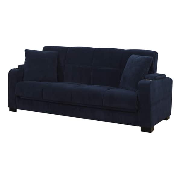 Shop Portfolio Tevin Navy Blue Velvet Convert A Couch Storage Arm