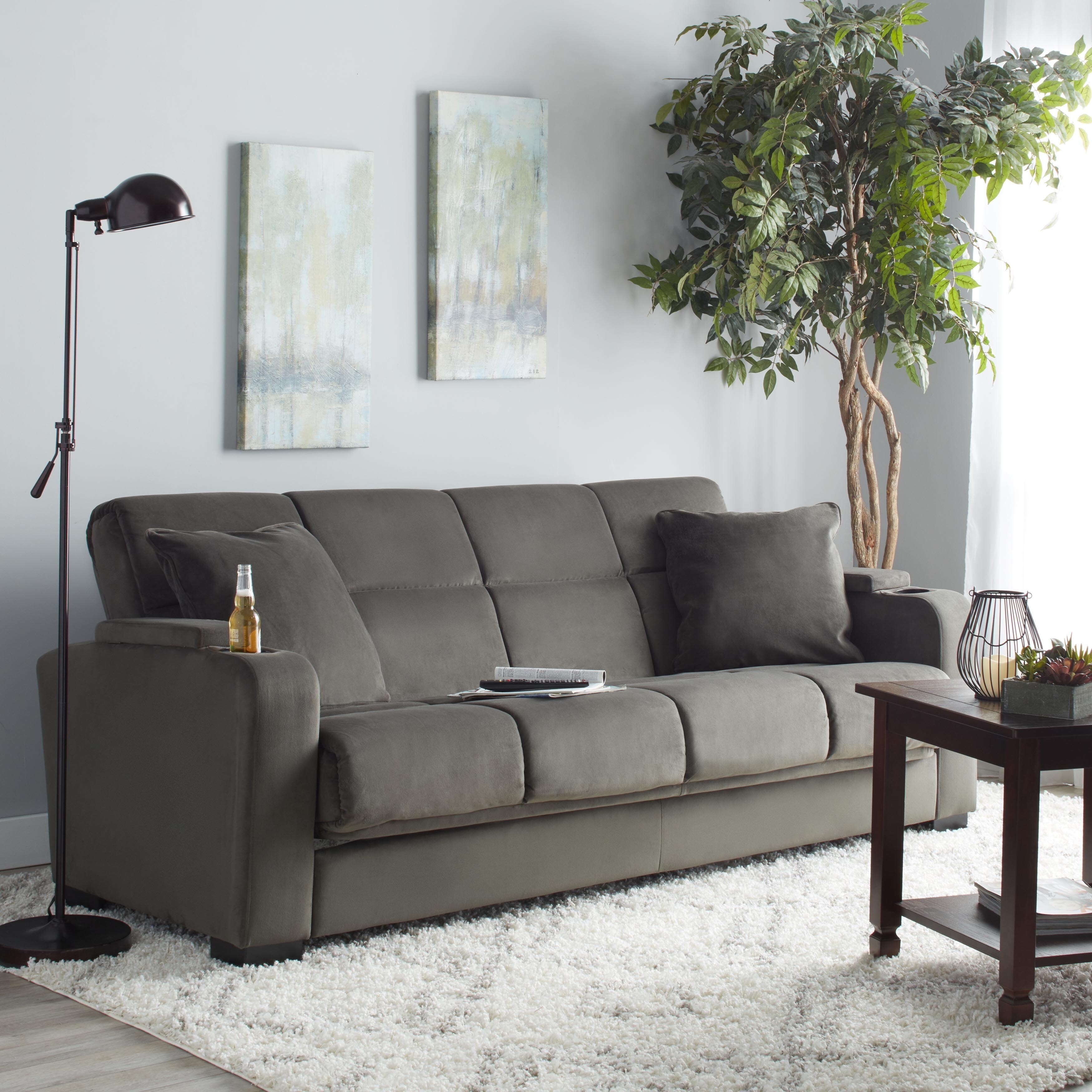 Clay Alder Home Klingle Grey Velvet Convert-a-Couch Futon Sofa Sleeper