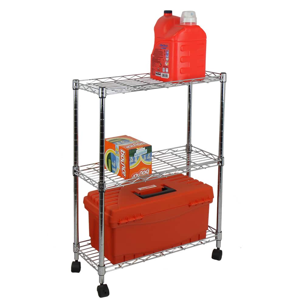 Oceanstar Chrome 3-tier Shelving All-purpose Utility Cart