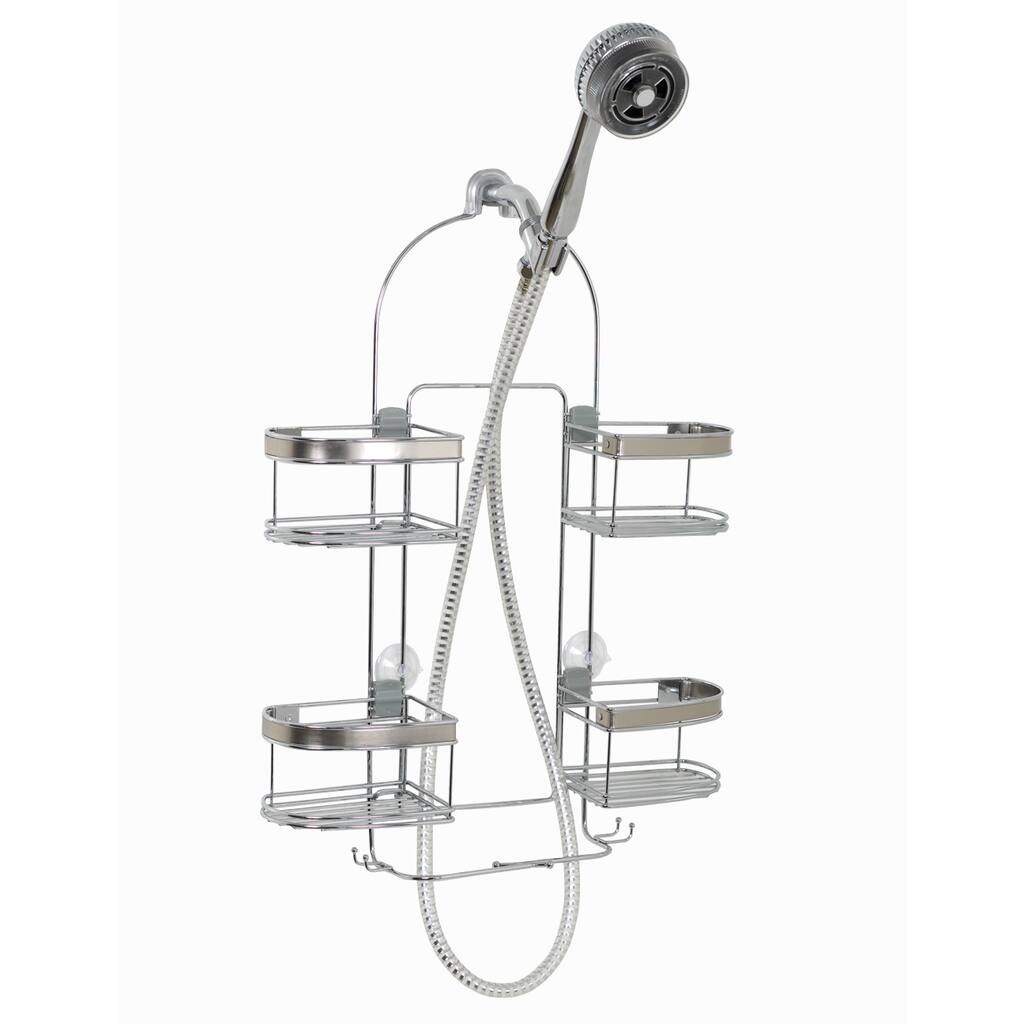 Zenith Expanding Chrome and Brushed Nickel Shower Head Caddy