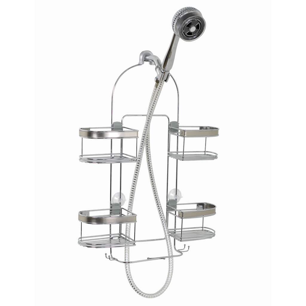 Zenith Expanding Chrome and Brushed Nickel Shower Head Caddy