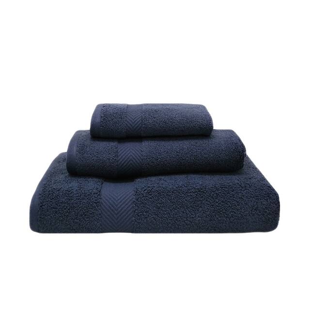Miranda Haus Soft & Absorbent Zero Twist Cotton 3-piece Towel Set - Midnight Blue