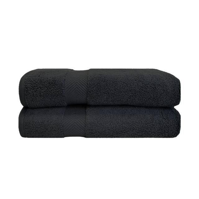 Miranda Haus Absorbent Zero Twist Cotton Bath Towel (Set of 2) - Black